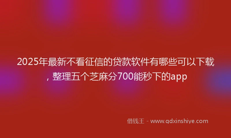 2025年最新不看征信的贷款软件有哪些可以下载，整理五个芝麻分700能秒下的app