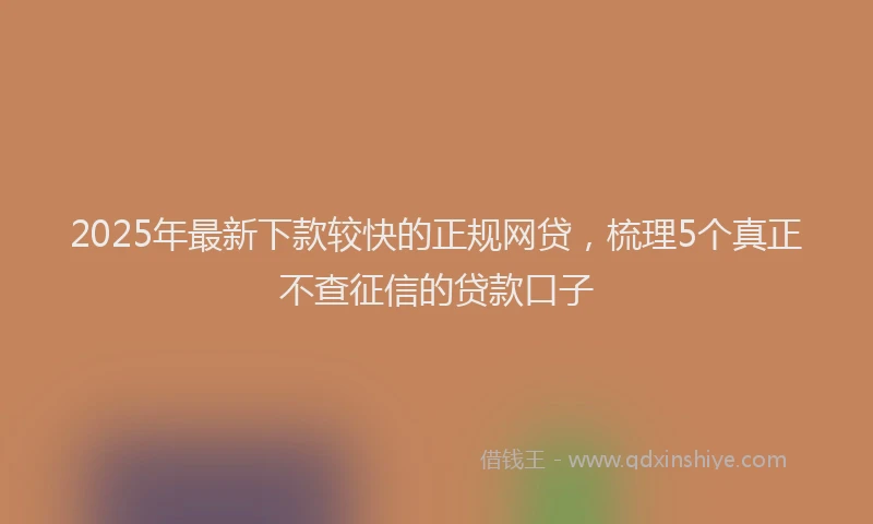 2025年最新下款较快的正规网贷，梳理5个真正不查征信的贷款口子