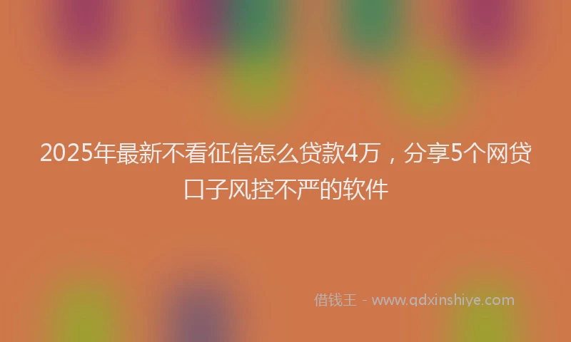 2025年最新不看征信怎么贷款4万，分享5个网贷口子风控不严的软件