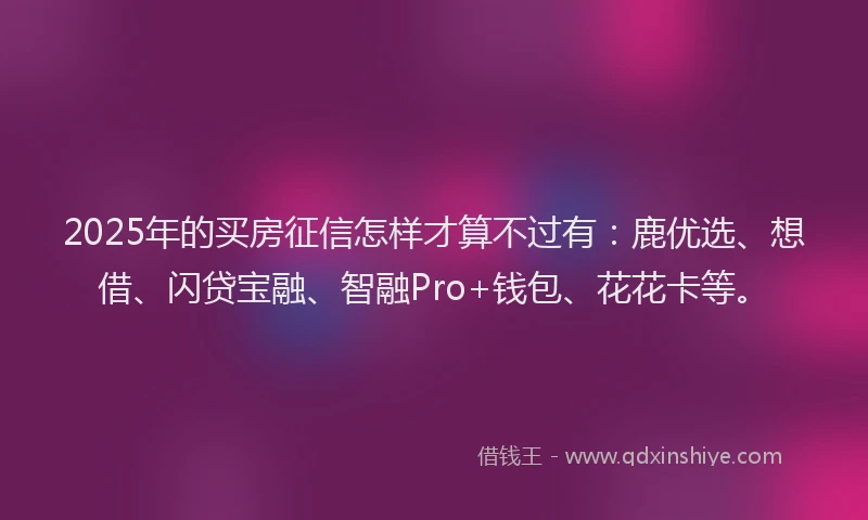 2025年的买房征信怎样才算不过有：鹿优选、想借、闪贷宝融、智融Pro+钱包、花花卡等。