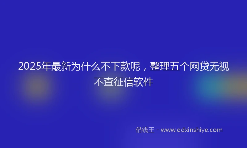 2025年最新为什么不下款呢，整理五个网贷无视不查征信软件