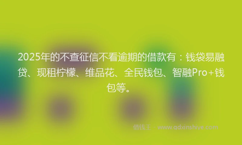 2025年的不查征信不看逾期的借款有：钱袋易融贷、现租柠檬、维品花、全民钱包、智融Pro+钱包等。