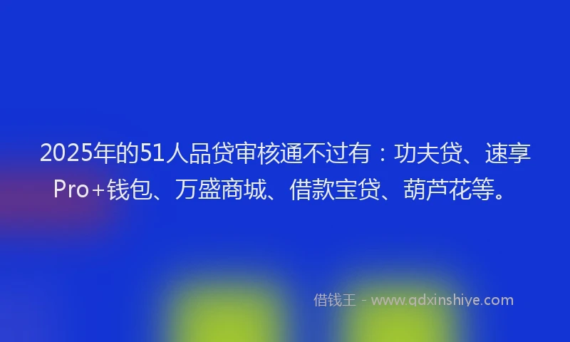 2025年的51人品贷审核通不过有：功夫贷、速享Pro+钱包、万盛商城、借款宝贷、葫芦花等。