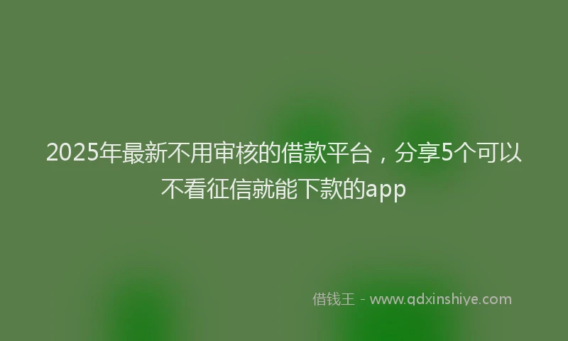 2025年最新不用审核的借款平台，分享5个可以不看征信就能下款的app