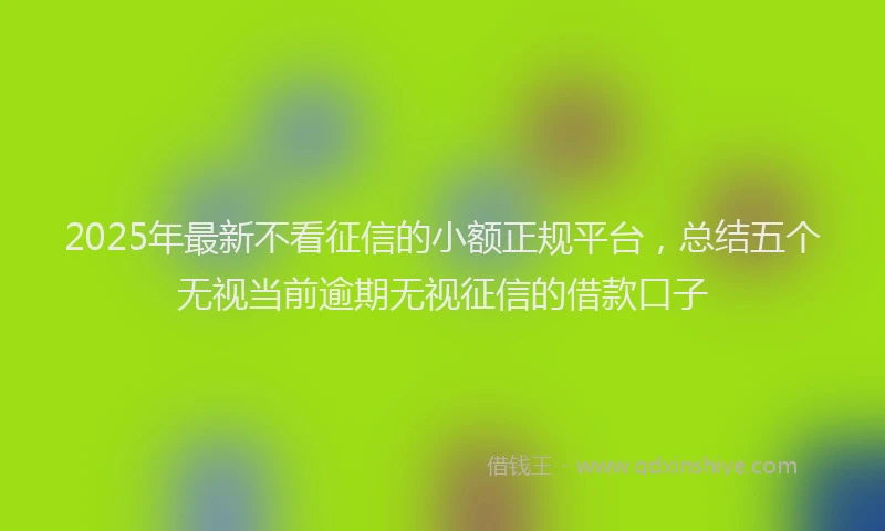 2025年最新不看征信的小额正规平台，总结五个无视当前逾期无视征信的借款口子