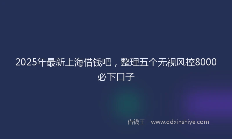 2025年最新上海借钱吧，整理五个无视风控8000必下口子