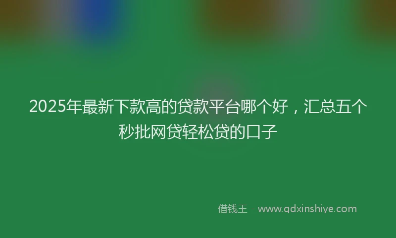 2025年最新下款高的贷款平台哪个好，汇总五个秒批网贷轻松贷的口子