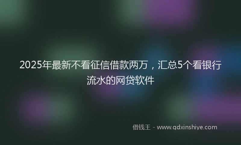 2025年最新不看征信借款两万，汇总5个看银行流水的网贷软件
