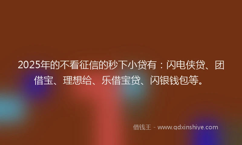 2025年的不看征信的秒下小贷有：闪电侠贷、团借宝、理想给、乐借宝贷、闪银钱包等。