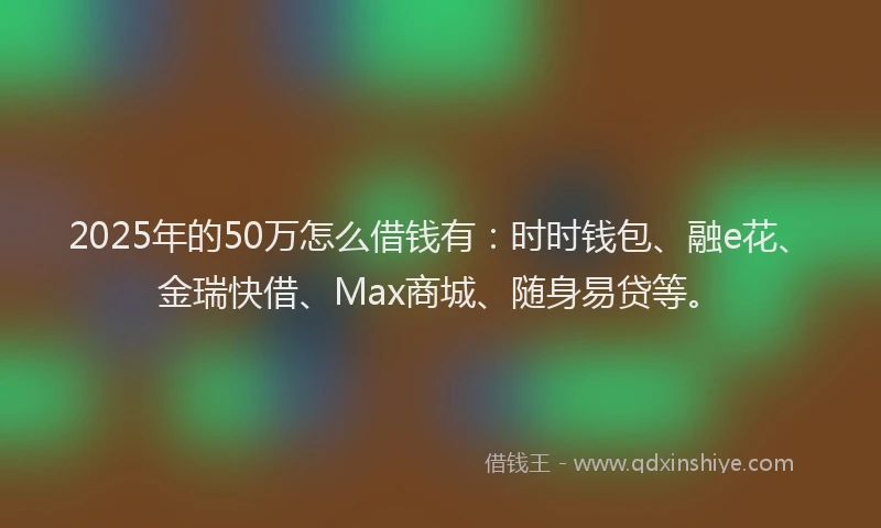 2025年的50万怎么借钱有：时时钱包、融e花、金瑞快借、Max商城、随身易贷等。
