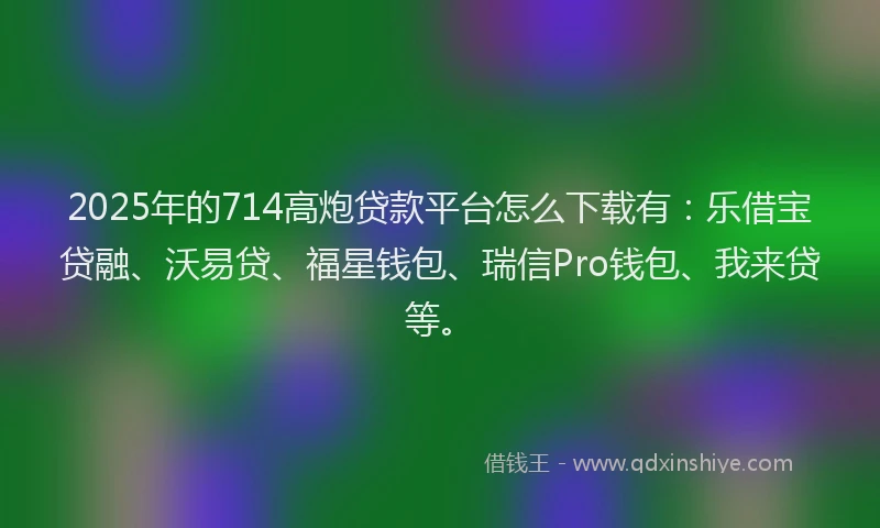 2025年的714高炮贷款平台怎么下载有：乐借宝贷融、沃易贷、福星钱包、瑞信Pro钱包、我来贷等。