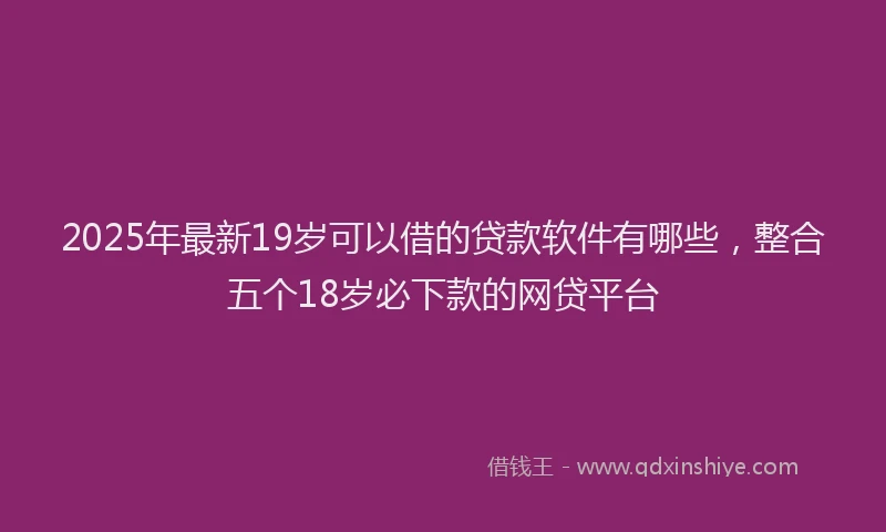 2025年最新19岁可以借的贷款软件有哪些，整合五个18岁必下款的网贷平台
