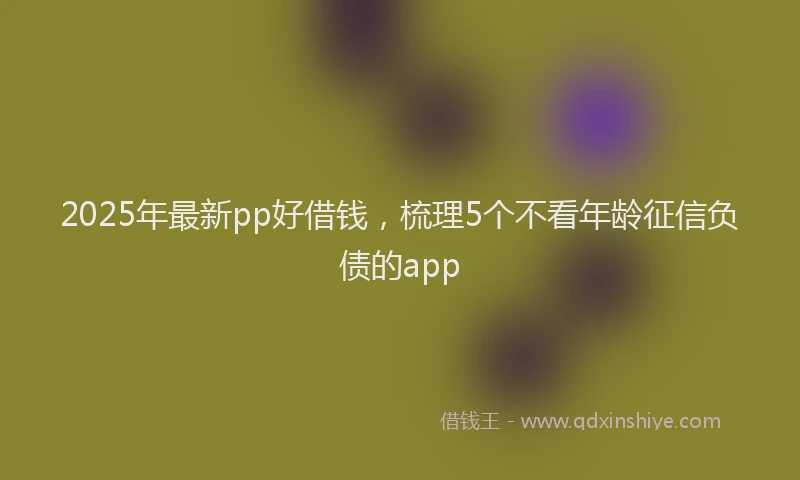 2025年最新pp好借钱，梳理5个不看年龄征信负债的app