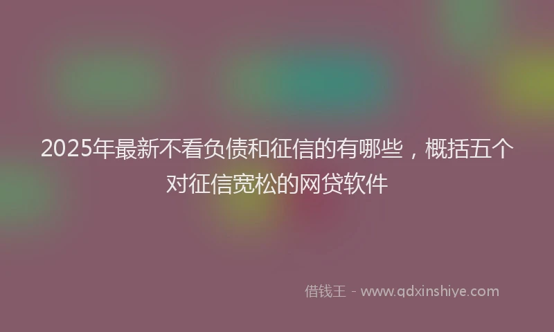 2025年最新不看负债和征信的有哪些，概括五个对征信宽松的网贷软件