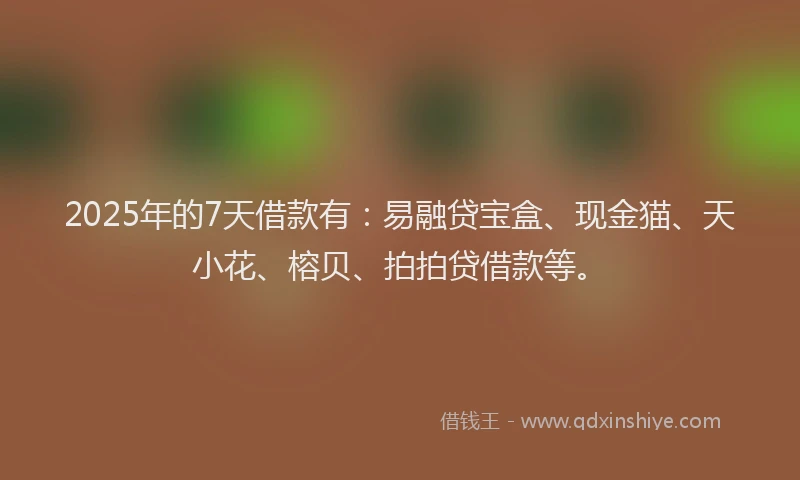 2025年的7天借款有：易融贷宝盒、现金猫、天小花、榕贝、拍拍贷借款等。
