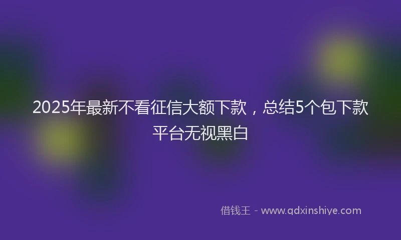 2025年最新不看征信大额下款，总结5个包下款平台无视黑白