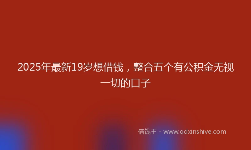 2025年最新19岁想借钱，整合五个有公积金无视一切的口子