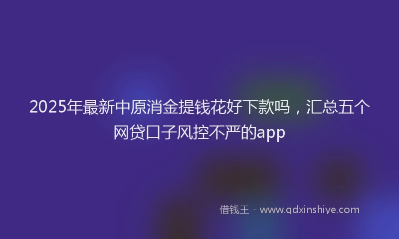 2025年最新中原消金提钱花好下款吗，汇总五个网贷口子风控不严的app