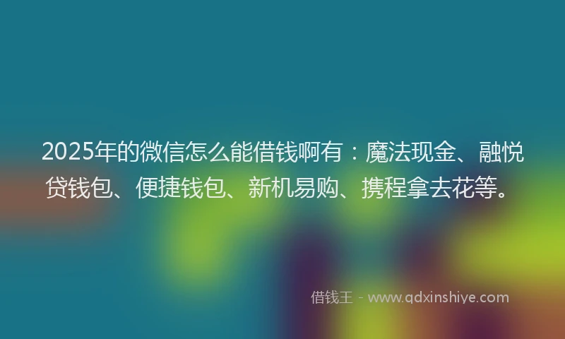 2025年的微信怎么能借钱啊有：魔法现金、融悦贷钱包、便捷钱包、新机易购、携程拿去花等。