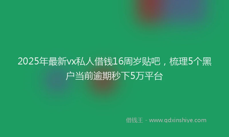 2025年最新vx私人借钱16周岁贴吧，梳理5个黑户当前逾期秒下5万平台