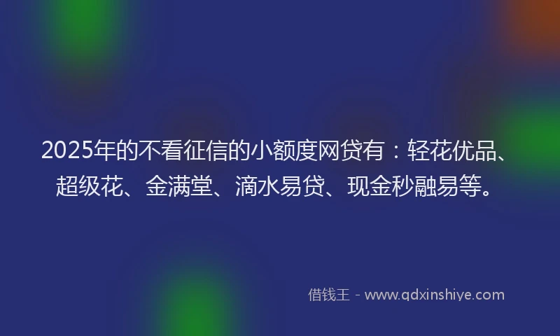 2025年的不看征信的小额度网贷有：轻花优品、超级花、金满堂、滴水易贷、现金秒融易等。