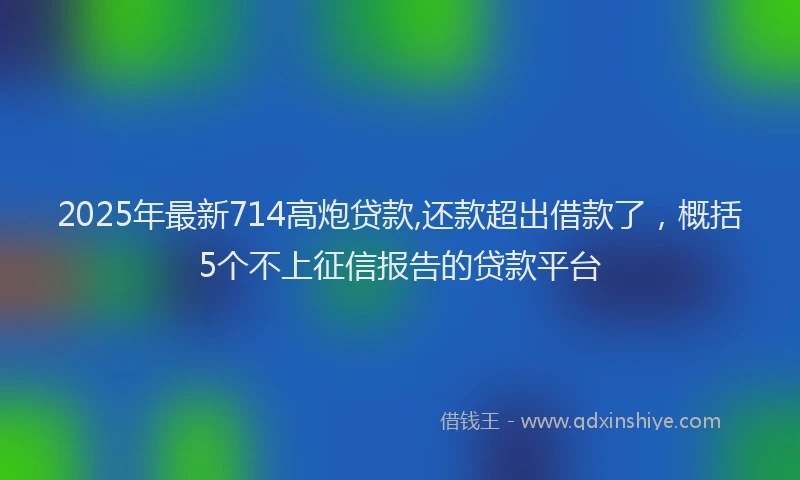 2025年最新714高炮贷款,还款超出借款了，概括5个不上征信报告的贷款平台