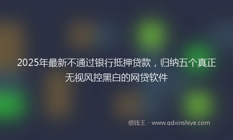 2025年最新不通过银行抵押贷款，归纳五个真正无视风控黑白的网贷软件