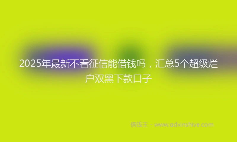 2025年最新不看征信能借钱吗，汇总5个超级烂户双黑下款口子