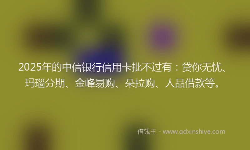 2025年的中信银行信用卡批不过有：贷你无忧、玛瑙分期、金峰易购、朵拉购、人品借款等。
