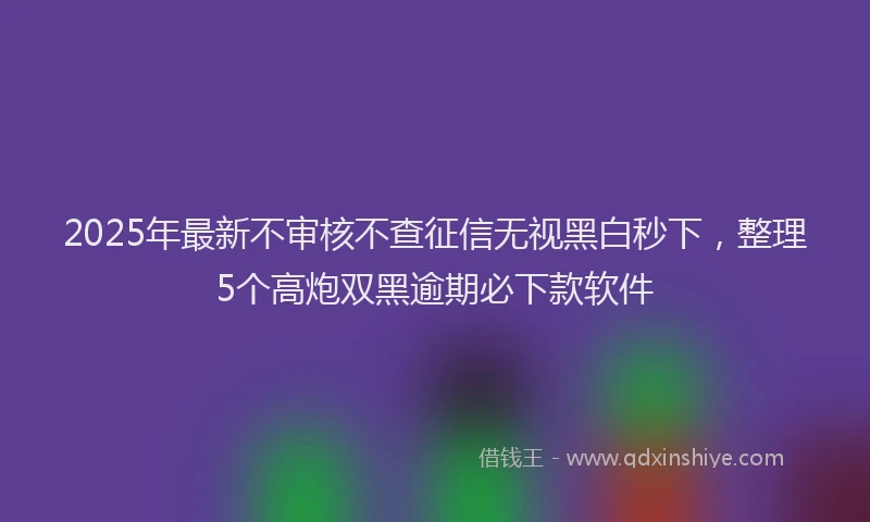 2025年最新不审核不查征信无视黑白秒下，整理5个高炮双黑逾期必下款软件