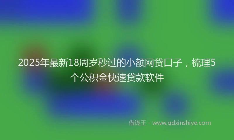 2025年最新18周岁秒过的小额网贷口子，梳理5个公积金快速贷款软件