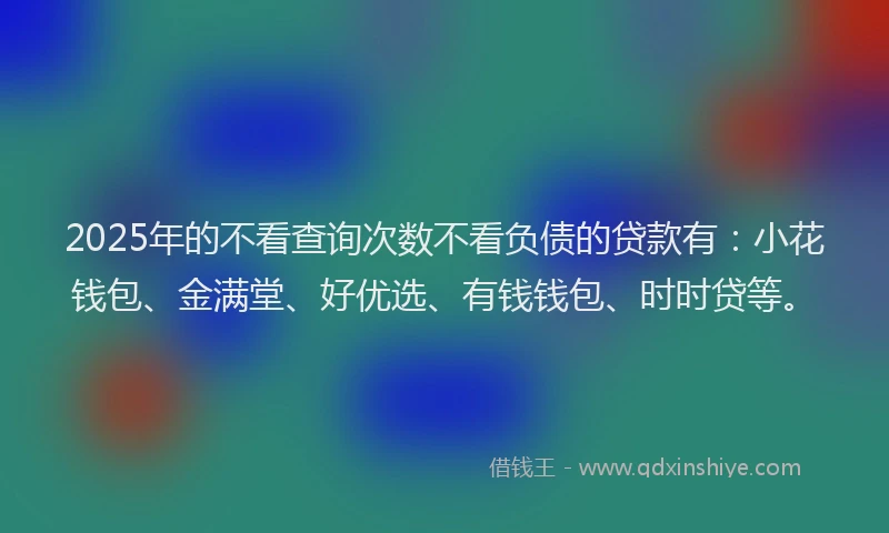 2025年的不看查询次数不看负债的贷款有：小花钱包、金满堂、好优选、有钱钱包、时时贷等。