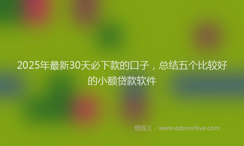 2025年最新30天必下款的口子，总结五个比较好的小额贷款软件
