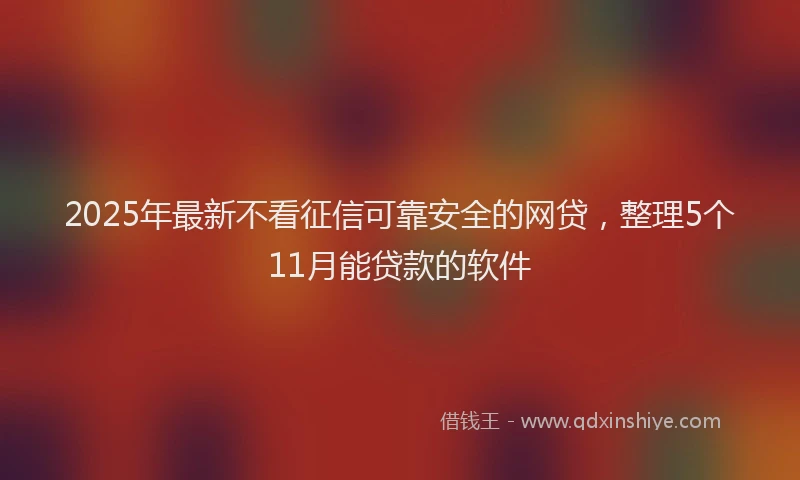 2025年最新不看征信可靠安全的网贷，整理5个11月能贷款的软件
