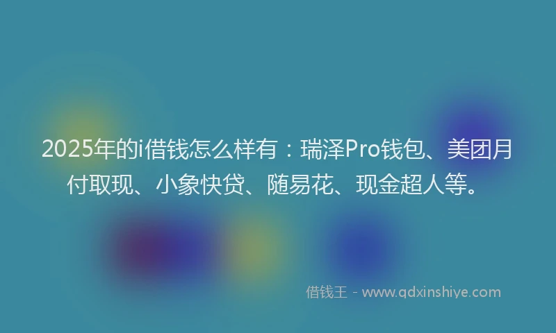 2025年的i借钱怎么样有：瑞泽Pro钱包、美团月付取现、小象快贷、随易花、现金超人等。