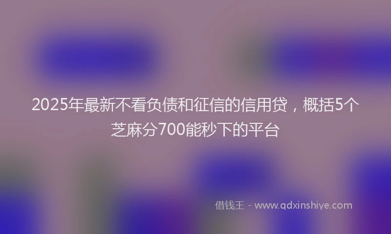 2025年最新不看负债和征信的信用贷，概括5个芝麻分700能秒下的平台