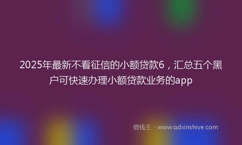 2025年最新不看征信的小额贷款6，汇总五个黑户可快速办理小额贷款业务的app