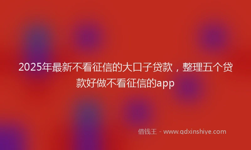 2025年最新不看征信的大口子贷款，整理五个贷款好做不看征信的app
