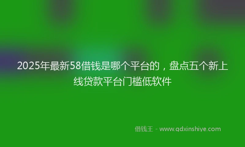 2025年最新58借钱是哪个平台的，盘点五个新上线贷款平台门槛低软件