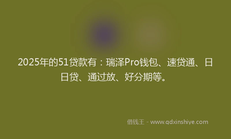 2025年的51贷款有：瑞泽Pro钱包、速贷通、日日贷、通过放、好分期等。