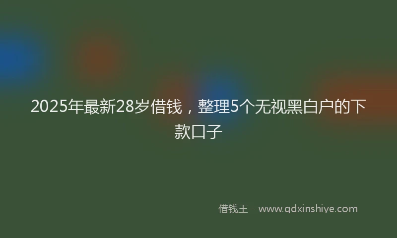 2025年最新28岁借钱，整理5个无视黑白户的下款口子