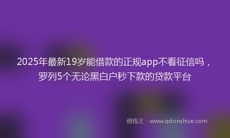 2025年最新19岁能借款的正规app不看征信吗，罗列5个无论黑白户秒下款的贷款平台