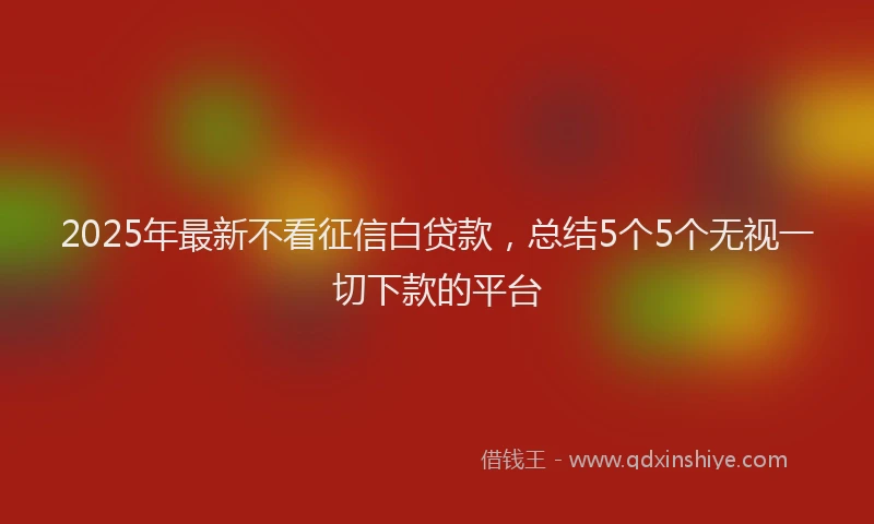 2025年最新不看征信白贷款，总结5个5个无视一切下款的平台