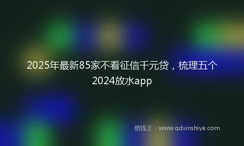 2025年最新85家不看征信千元贷，梳理五个2024放水app