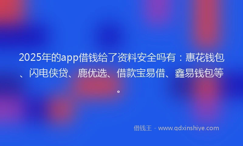 2025年的app借钱给了资料安全吗有：惠花钱包、闪电侠贷、鹿优选、借款宝易借、鑫易钱包等。