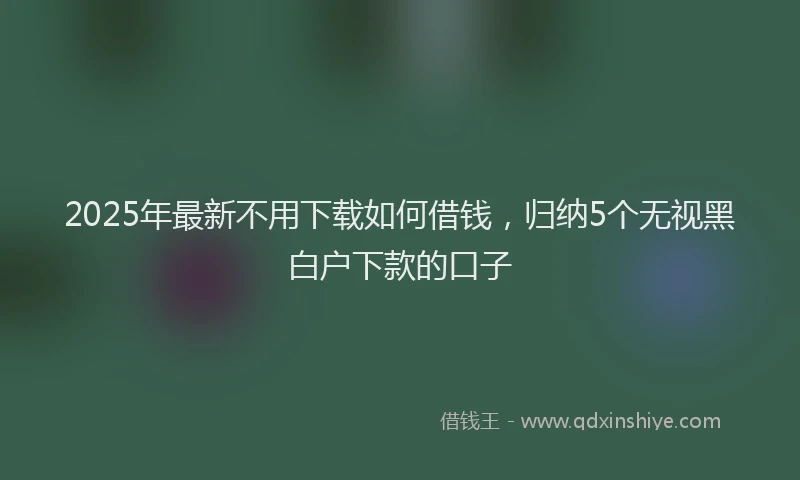 2025年最新不用下载如何借钱，归纳5个无视黑白户下款的口子