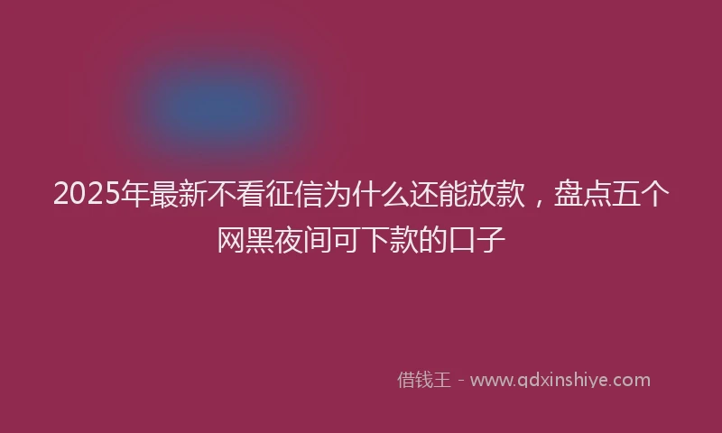 2025年最新不看征信为什么还能放款，盘点五个网黑夜间可下款的口子