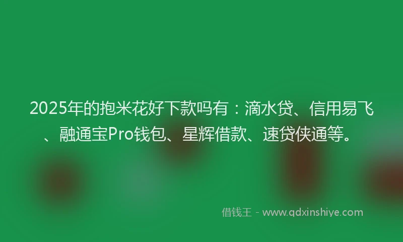 2025年的抱米花好下款吗有：滴水贷、信用易飞、融通宝Pro钱包、星辉借款、速贷侠通等。