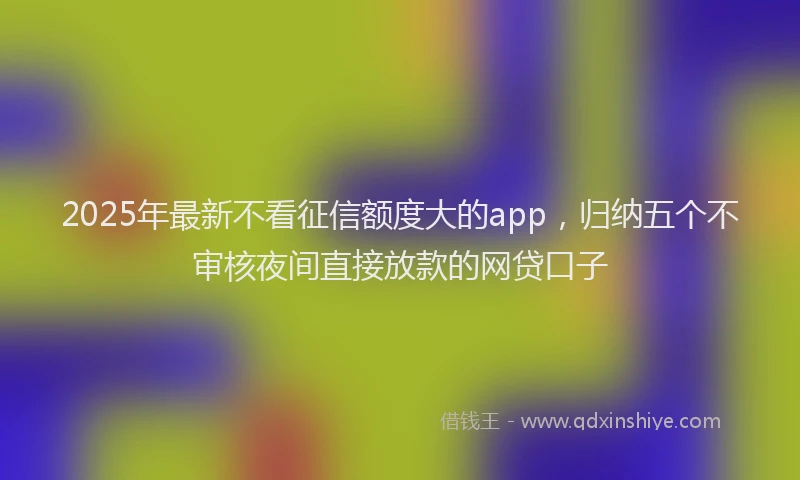 2025年最新不看征信额度大的app，归纳五个不审核夜间直接放款的网贷口子