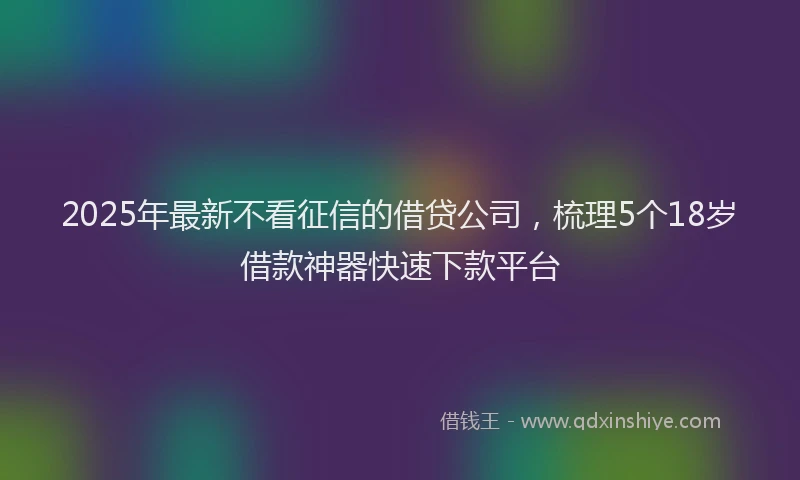 2025年最新不看征信的借贷公司，梳理5个18岁借款神器快速下款平台